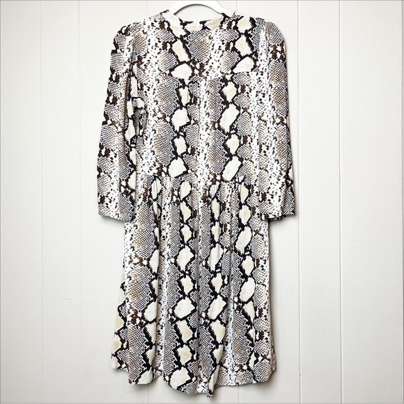 Anthropologie Maeve Juno Printed‎ Dress XS reptile snake neutral beige snakeskin - Picture 6 of 14